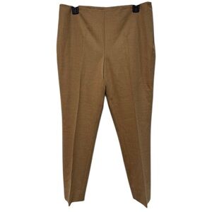 Akris Wool‎ Cropped Dress Trouser Pants Sz 10 Tan Camel Slim Fit Classic Career